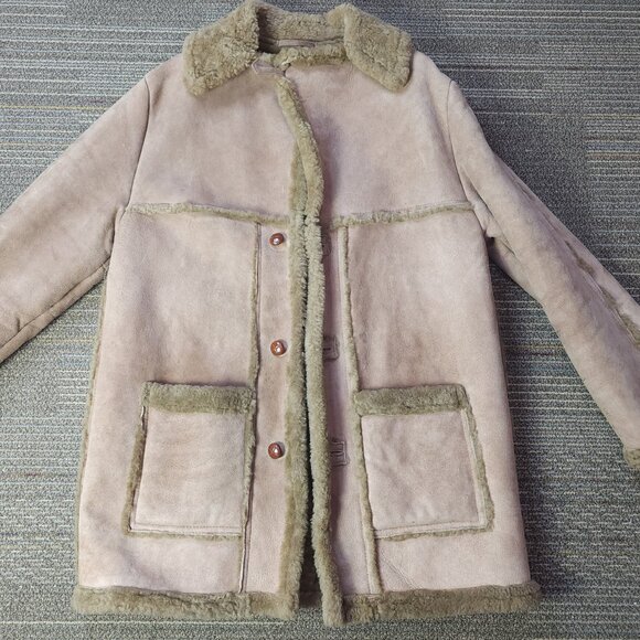 Vintage Sheepskin Shearling Leather Jacket Coat (2XL - 50) - Picture 5 of 12